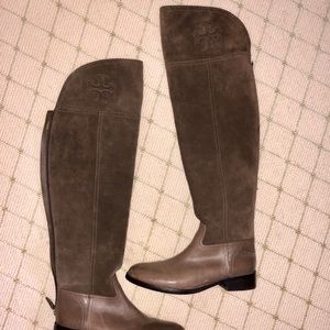 Tory Burch Simone Cafe Brown Suede OTK Boots
